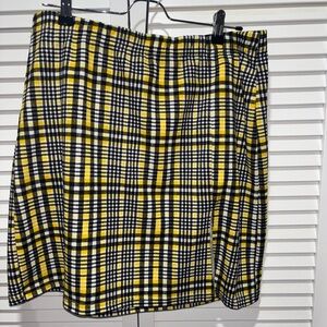 SHEIN Yellow and Black Plaid A-Line Skirt